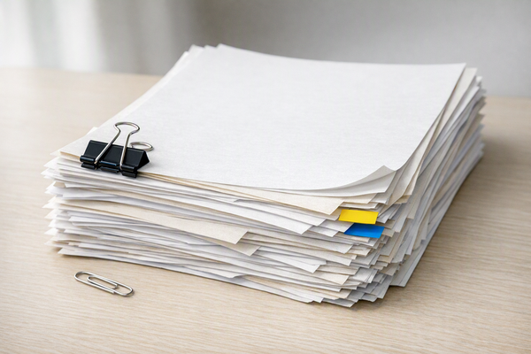 AI generated image of a stack of papers
