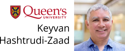 Portrait of Dr. Keyvan Hashtrudi-Zaad and Queen's University Logo