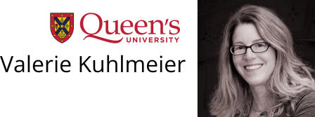 Portrait of Dr. Valerie Kuhlmeier and the Queen's University logo