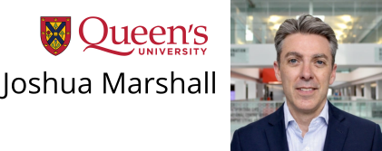 Portrait of Dr. Joshua Marshall and Queen's University Logo