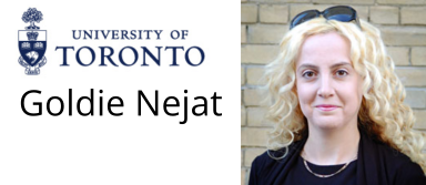 Portrait of Dr. Goldie Nejat and the University of Toronto logo
