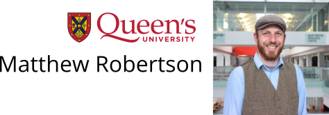 Portrait of Dr. Matthew Robertson and the Queen's University Logo