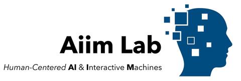 Image of the side view ofa blue head with squares coming out the back and the name Human-Centered Artificial Intelligence and Interactive Machines Laboratory (Aiim Lab)