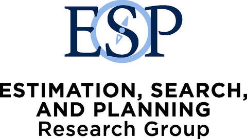 Logo for Estimation, Search, and Planning Research Group, Intials and a circle around the S with a compass dial in the centre
