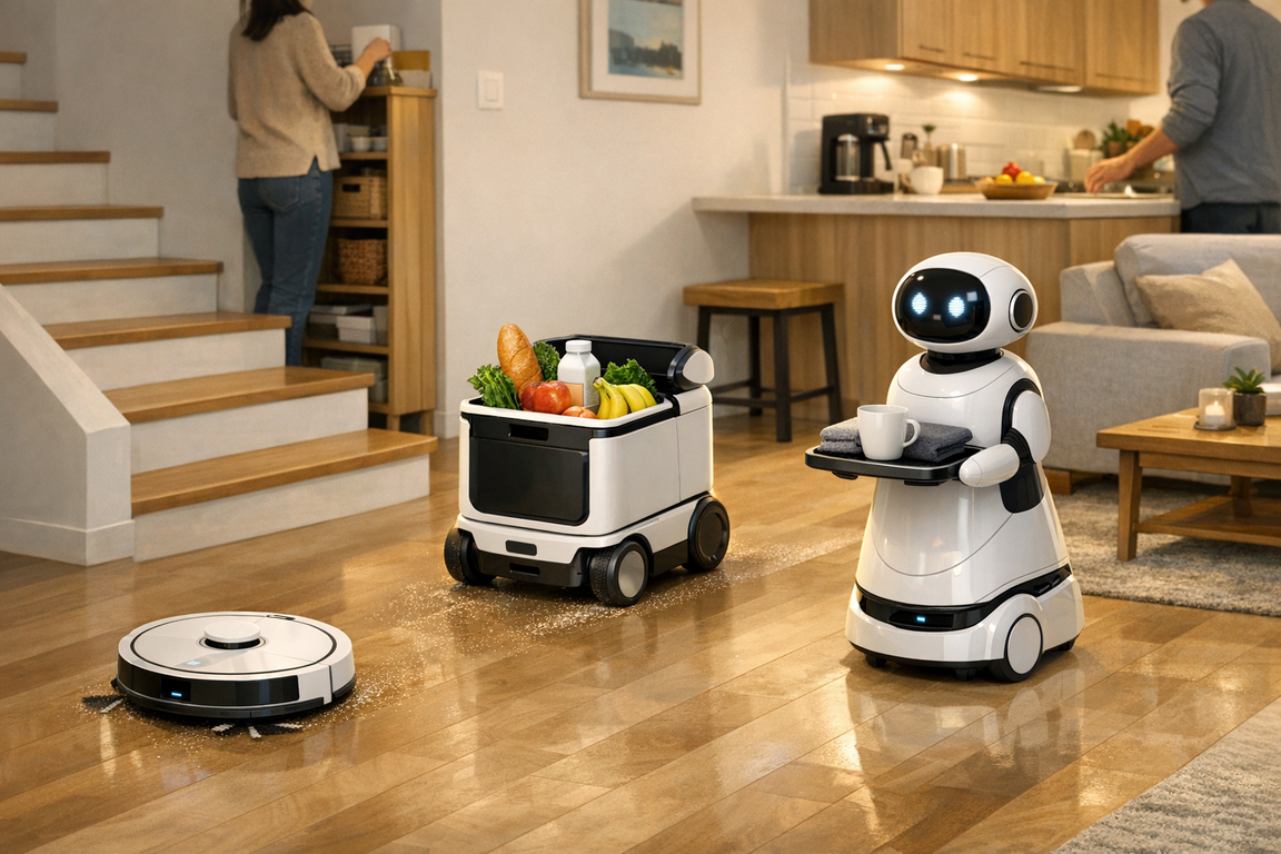 AI generated image of robots inside a home