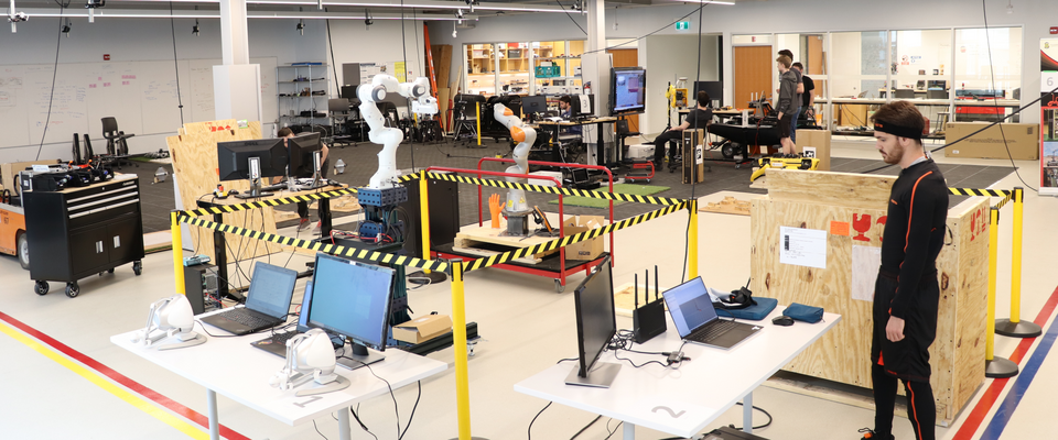 Research equipment, including robots in Ingenuity Labs main space